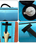 Close-up of Two Window Design Surge Wing For Wind Wing Foiling And Kitesurfing, showing handles, valves, and seams, one color.