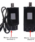 Two black 220V 1000W AC servo motors with shafts, cables and mounting plates for home improvement.