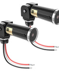 Two black 120-277VAC Photocell Sensor System For Dusk To Dawn No Fuss Auto Light Switches with wiring, IP65 weatherproof