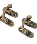 Antique Bronze Arm Clasp Latch With Right Swing Closure, Zinc Alloy Hook Hasp, 32x28mm viewed from above