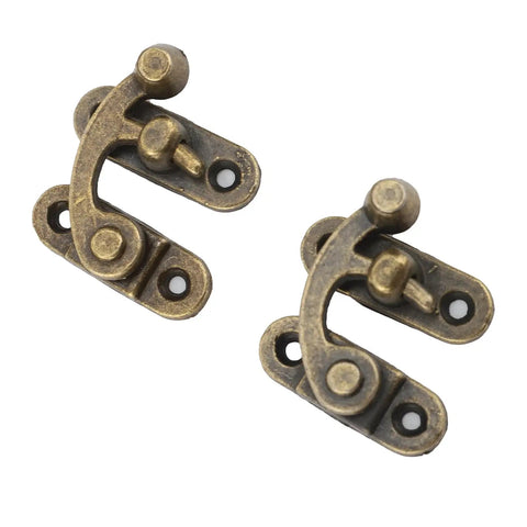 Antique Bronze Arm Clasp Latch With Right Swing Closure, Zinc Alloy Hook Hasp, 32x28mm viewed from above