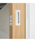 4 Inch Pocket Door Edge Pull Flush Mount Handle In 304 Stainless Steel For Pocket Door Hardware Silver Finish installed