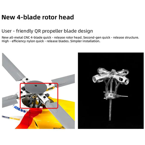 470 Class RC Military Helicopter With GPS Positioning And Auto Return rotor head detail with quick detach propellers