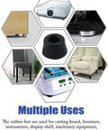Collage showing uses of 30 Pack Rubber Feet Bumpers For Tables And Chairs, Floor Protectors With Metal Washer, No Marking.