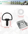 No Sweat 1/4 Turn Quick Release Fasteners With Universal D Ring Clips For Car Panel Trim And Bike Fairings That Actually Hold Firm Includes Ten Heavy Duty Iron Pieces Built Like A Tank, including black D-ring clip and silver hardware.