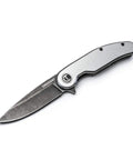 3 1/4 Inch Drop Point Pocket Knife with Aluminum Handle, D2 Steel Blade, Smooth Ball Bearing Deployment, Ergonomic Grip, open view