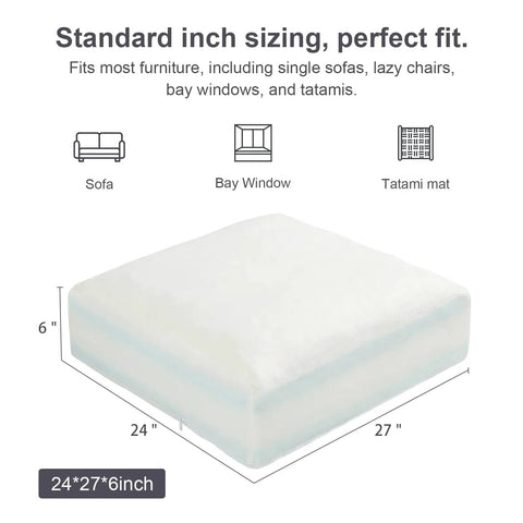Ditch The Sag With This 6 Inch Couch Cushion Replacement showing dimensions 24x27x6 inches for sofas and bay windows.