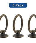 Six Pack Antique Bronze Ring Pull Handles For Dresser Drawers Cabinets And Cupboards, shown in a 6-pack on white background