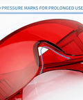 Close-up of Anti Fog Dental Safety Glasses Ultra Lightweight Protective Eye Shields showing comfortable fit and red lens design.
