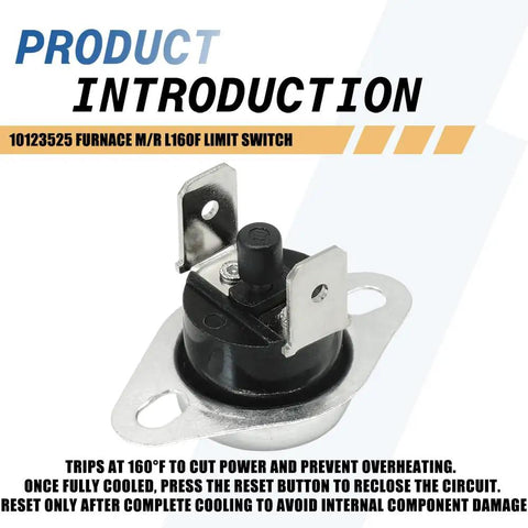 Two Pack Furnace Limit Switch M R L160F 10123525 Manual Reset 160 Degree Safety Switch For HVAC Heating Systems Ideal Replacement For DIY Or Pro Installations.