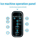 Compact Countertop Ice Maker Machine Sporting A Sleek Stainless Steel Build Effortlessly Dispenses Crystal Clear Ice Cubes 220V Powered Hassle Free Setup Prime For Home Bars And Modern Kitchens 15kg Daily Yield control panel with operation buttons and indicators.