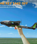 Hand launching Stunt Ready To Fly 4 Channel RC Plane Ranger600 Glider with 2.4Ghz Control Xpilot in a blue sky setting