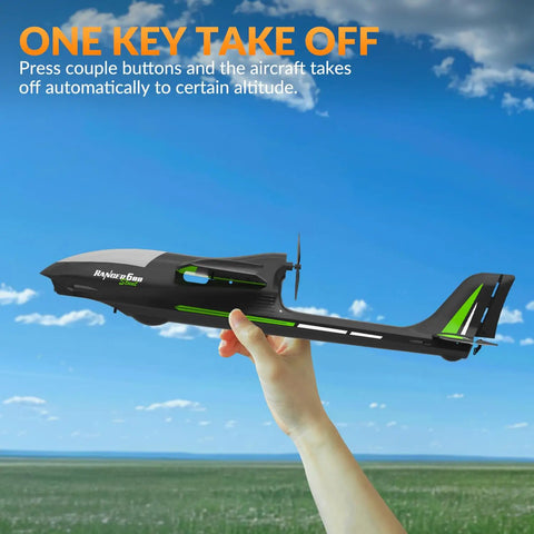 Hand launching Stunt Ready To Fly 4 Channel RC Plane Ranger600 Glider with 2.4Ghz Control Xpilot in a blue sky setting
