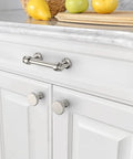 Dark Champagne Bronze Cabinet Pulls Set Of 10 With 5 Inch Hole Centers And 6 Inch Length Handles on white kitchen cabinet
