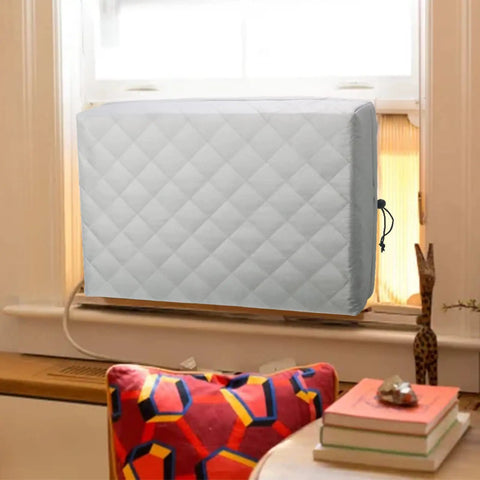 2 Pack Indoor Window AC Cover For Window Units With Double Insulation And Free Elastic Straps Dust Proof Debris Guard