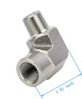 304 stainless steel forged 90-degree street elbow, 1/4 in NPT female x 1/4 in NPT male
