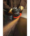 Ceramic 7 Inch Disc Abrasive, 36 Grit, Self Sharpening For Fast Cutting And Cool Running, Long Lasting USA Made Sanding Discs Pack Of 25 For Heavy Duty Projects in use on metal surface