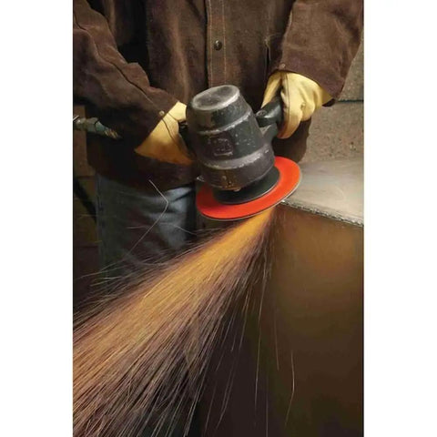 Ceramic 7 Inch Disc Abrasive, 36 Grit, Self Sharpening For Fast Cutting And Cool Running, Long Lasting USA Made Sanding Discs Pack Of 25 For Heavy Duty Projects in use on metal surface