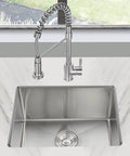 Modern kitchen sink setup with Undermount Kitchen Sink 20 By 16 Inch in 304 Stainless Steel, Single Bowl Bar Sink with faucet.