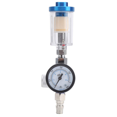 Mini Air Filter Water Separator With Pressure Gauge And Manual Drain One Quarter Inch Line Regulator for spray pneumatic gun