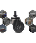 Heavy Duty Swivel Caster Wheels With Brakes M Threaded Stem No Noise Nylon Casters with warehouse and trolley icons