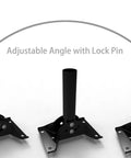 Universal Antenna Mounting Pole 1.5 Inch Diameter 51 Inch Length Heavy Duty J Mount with adjustable pivot lock bracket displayed.