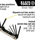 Folding Hex Key Set With Seven Keys In Metric Sizes Two Positions For Extra Leverage Right Angle Or Straight Out Square Cut Ends