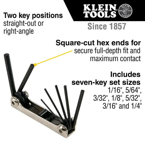 Folding Hex Key Set With Seven Keys In Metric Sizes Two Positions For Extra Leverage Right Angle Or Straight Out Square Cut Ends