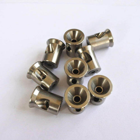 Set of 8 stainless steel waterjet mixing chamber spare parts, small cylindrical with central bore