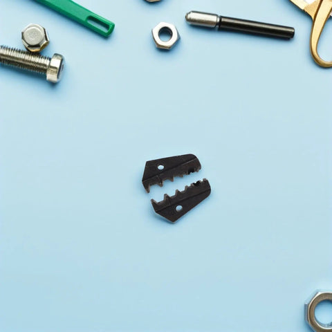 Heavy Duty Air Crimping Die Replacement For Hydraulic Terminal Pliers Machine Fits Open Barrel Copper Wire Connector, black die set pieces.
