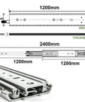 Built Tough Full Extension Ball Bearing Drawer Slides With Dead Bolt Lock And Silky Smooth Glide silver cabinet runners dimensions and design.