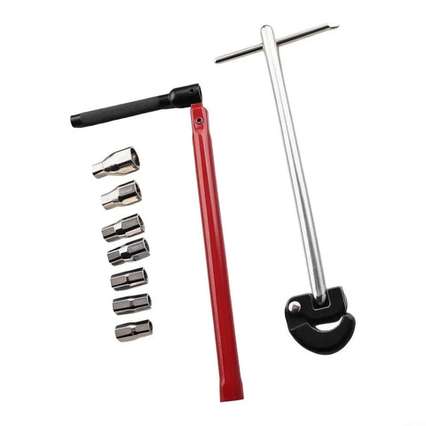Heavy Duty Carbon Steel Faucet Wrench Set With Knuckle Savers Handles For No Sweat Sink Pulling And Stubborn Fixture Jobs Built Tough for DIY plumbing.