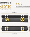 Two Pack Self Adhesive Door Pull Handles Black For Cabinets 127mm Long Easy Peel And Stick Mount No Screw Adhesive Cabinet Pulls Sturdy Backing Great For Cabinets Drawers Closets. Black and gold 127mm stainless steel door pull handle with adhesive backing.