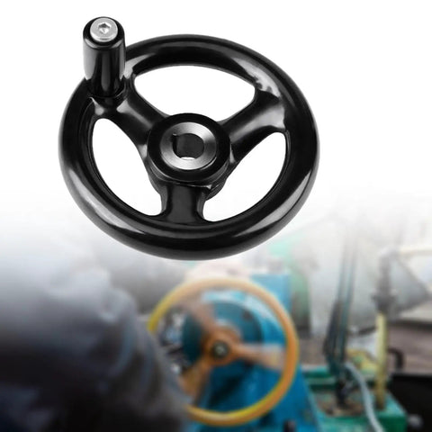 Round Hand Wheel With Revolving Handle For Lathe And Mill Three Spoke Spare Part Easy To Install Durable Bakelite And Metal