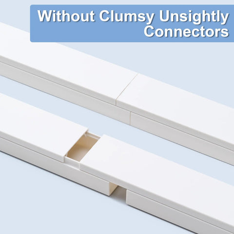 4 Pack 58 Inch Cord Hider Kit With Flat Ends, No Fuss Seamless Cable Covers 14.5 Inch Each, White Flame Retardant UL94 V-0 Raceways For Wires, Easy Install For Home Theater, Office Desk, And TV Mount Setup, white cable covers with flat ends