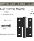 Black Lift Off Door Hinges 3 Inch Set Of 6 For Exterior And Interior Doors Removable Detachable Design Built To Last Rust Resistant 201 Stainless Steel With Matte Black Coating Left Hand Fit Cabinets Gates And Wood Doors, 6 pack with screws