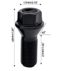 Premium Lug Stud Kit That Fits Your Bimmer Perfectly For F20 F25 M3 M4 Models To Upgrade Wheels With Rock Solid Strength And Heavy Duty Reliability For Daily Drivin Or Weekend Races, black steel lug bolt 48mm x 17mm, 60° seat