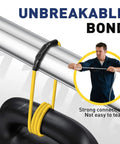 Man demonstrating strength of cable secured with 40 Piece Non Insulated Butt Connectors Kit With Heat Shrink Tubing For Auto And Marine Wiring.