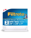 2 Pack 24x24x1 AC Furnace Air Filter MERV 13 MPR 1900 Pleated Electrostatic 1 Inch Allergen Bacteria And Virus Guard packaging
