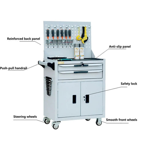 Heavy-Duty Rolling Tool Chest With Drawer And Wheels, High Capacity Mobile Steel Cabinet Storage For Garage, Shop Or Warehouse, Durable Secure Tool Organizer On Casters, Great Gift For DIY Enthusiasts. steel tool cabinet with pegboard and wheels