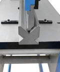 Close-up view of the Electric 150 Ton Hydraulic Press Brake Bender Machine with 38 Inch Bend Length two-stage cylinder for metal forming.