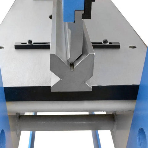 Close-up view of the Electric 150 Ton Hydraulic Press Brake Bender Machine with 38 Inch Bend Length two-stage cylinder for metal forming.