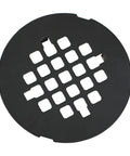 Heavy Duty Matte Black Snap In Shower Drain Cover Slick Round Stainless Steel Grid For Modern Bathrooms, 4-1/4 inch size.