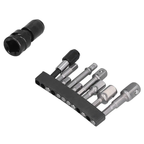 11 Piece Socket Adapter Kit With Hex Shank Square Head And Self Locking Design For Air Screwdriver Electric Drill Made From Durable Chrome Vanadium Steel For Heavy Duty Jobs That Really Pop In The Toolbox. set with holder
