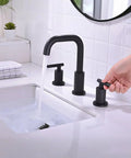 Matte Black 8 Inch Widespread Bathroom Faucet Set With 3 Holes Solid Brass Includes Pop Up Drain And cUPC Water Supply Lines Built To Last Corrosion Resistant Overflow Easy Install