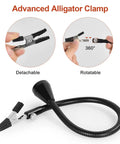 Magnetic Circuit Board Holder With Gooseneck Arms Adjustable 360 Degree Flip For Clamping PCBs, alligator clamp detail.