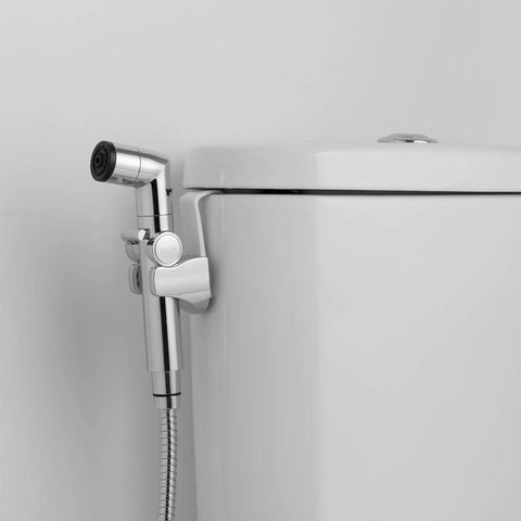 Handheld Bidet Sprayer For Toilet With Adjustable Water Pressure And Dual Spray For Front And Back Cleaning Stainless Steel Hose on tank