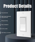 3 Way Decorator Light Switch With Wall Plates Pack of 10 15A 120/277V Decora style rocker switch, glossy white