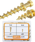 Heavy Duty Hanging Screws For Picture Hangers 4 In 1 D Rings Sawtooth Wire And Keyhole Mounts Gold Finish 25 Pack with storage box
