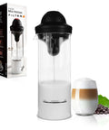 Milk Frother With Glass Pitcher Handheld Battery Operated Foam Maker For Coffee Latte Cappuccino Hot Chocolate Dressing Easy To Use Durable ABS Body With Stainless Steel Whisk Great Kitchen Gadget